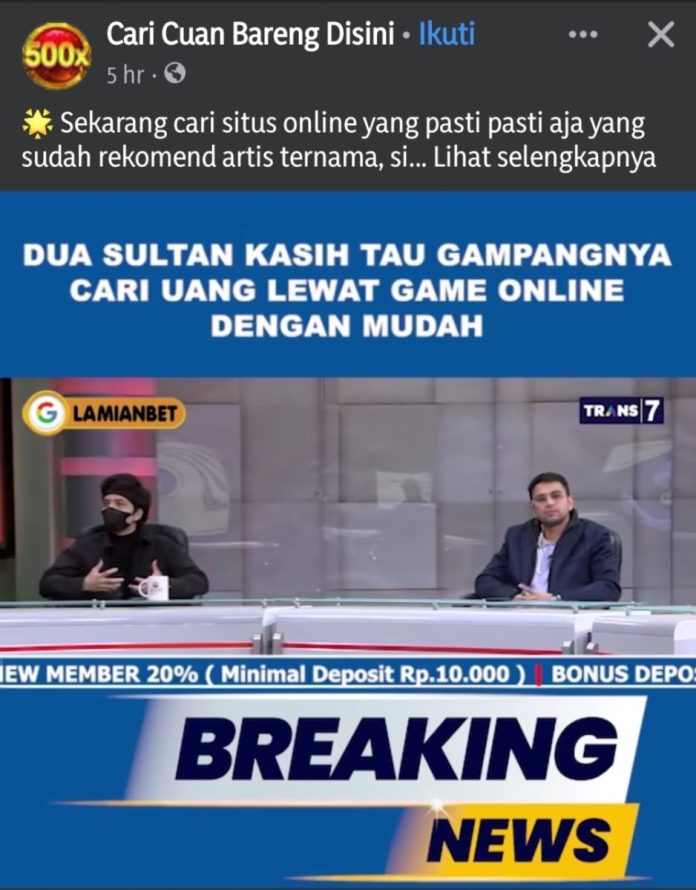 Unggahan Palsu Klaim Atta Halilintar dan Raffi Ahmad Promosikan Situs Judi