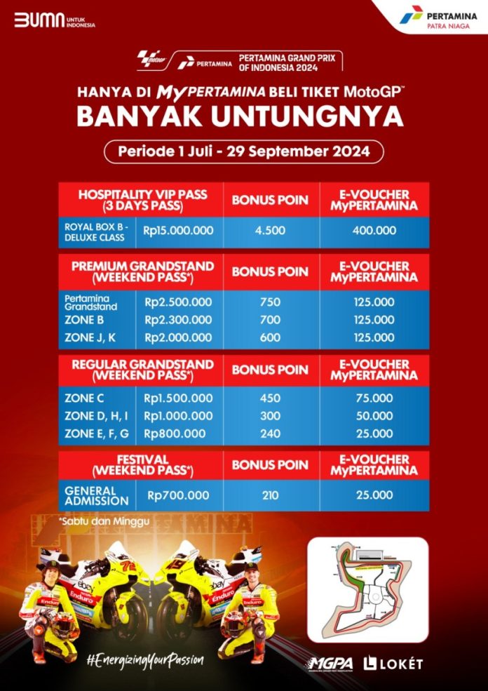 Pertamina Siapkan Bonus Menarik untuk Pembelian Tiket MotoGP di Mandalika.