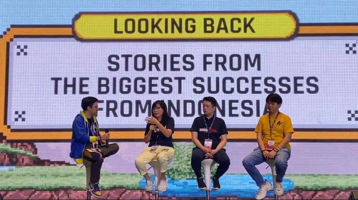 Shieny Aprilia, Co-Founder & CEO Agate pada sesi panel diskusi Looking Back - Stories from the Biggest Successes from Indonesia IGDX Conference 2024