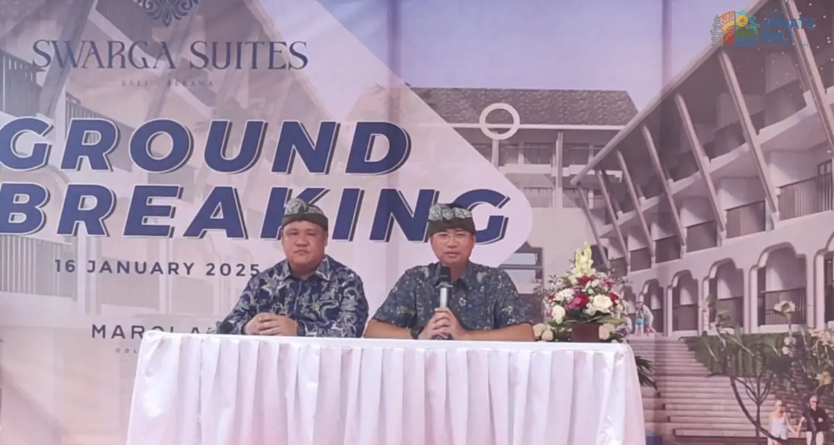 Abhi Gurung, Executive Director of Marclan International (kiri) dan Direktur PT Alam Bali Sejahtera, Angkola Ogessadro Siregar saat konferensi pers pada Kamis, 16 Agustus 2025