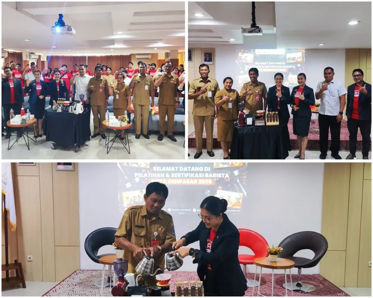 Elizabeth International mendapat dukungan dari Pemerintah Kota Denpasar melalui Dinas Tenaga Kerja dan Sertifikasi Kompetensi untuk menyelenggarakan "Pelatihan dan Uji Kompetensi Barista Kota Denpasar" yang kedua kalinya.