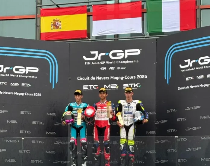 M. Kiandra Ramadhipa, pebalap muda Astra Honda Motor, menorehkan prestasi gemilang pada race pembuka ETC di Sirkuit Magny‑Cours, Prancis