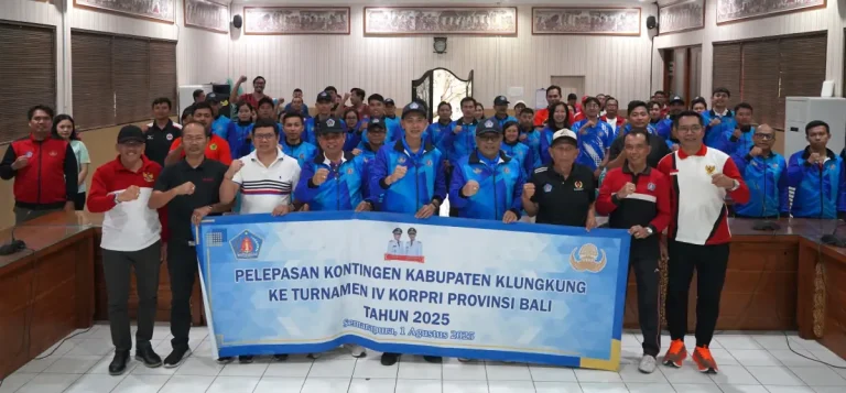Wakil Bupati Klungkung secara resmi melepas 87 atlet dan official untuk mengikuti Turnamen IV Korpri Bali 2025, sebagai dukungan terhadap sportivitas dan semangat kebersamaan ASN.