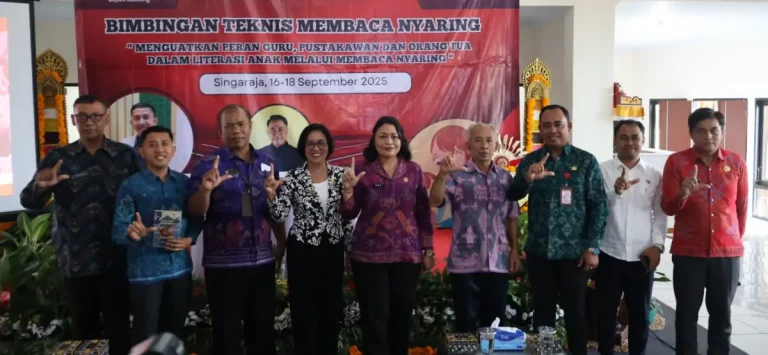 Dinas Arsip dan Perpustakaan Daerah Buleleng mengadakan Bimtek Membaca Nyaring bagi 210 peserta dari kalangan guru, pustakawan, dan orang tua.