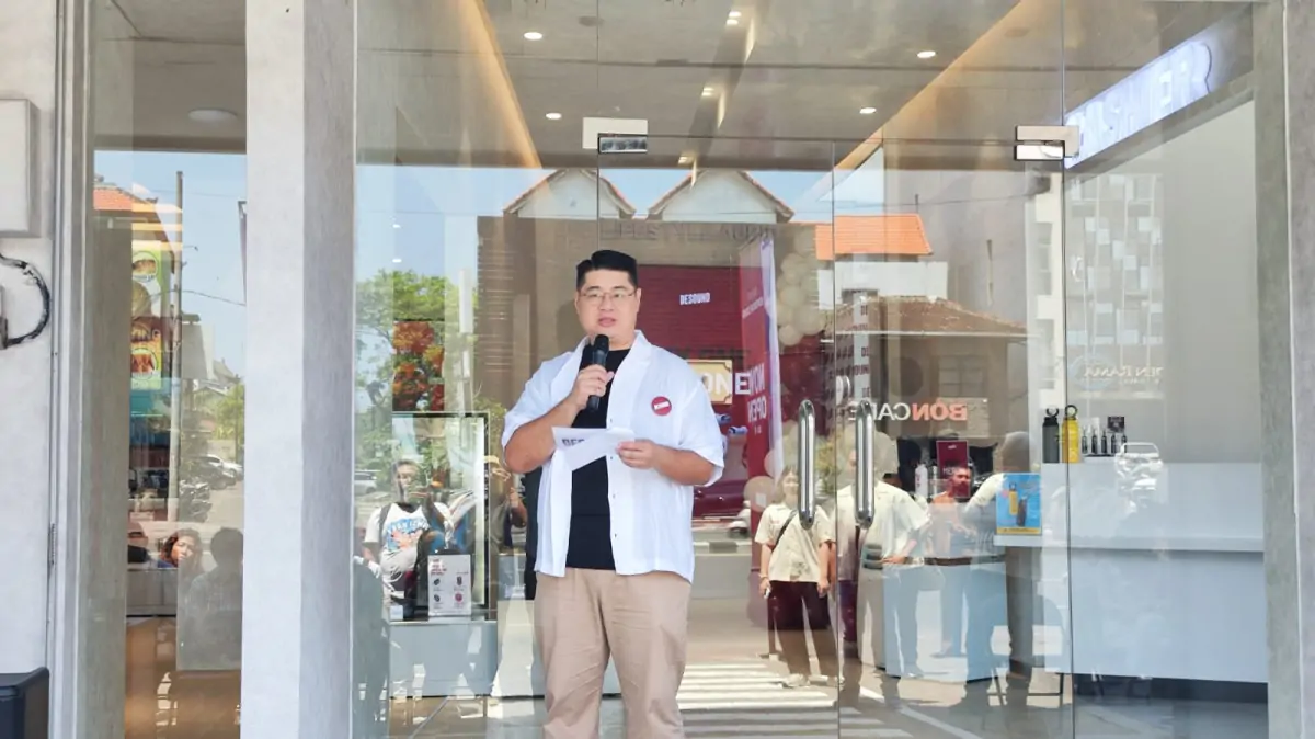 James Eric Pribadi Direktur PT. Inti Megah Swara saat memberikan sambutan.