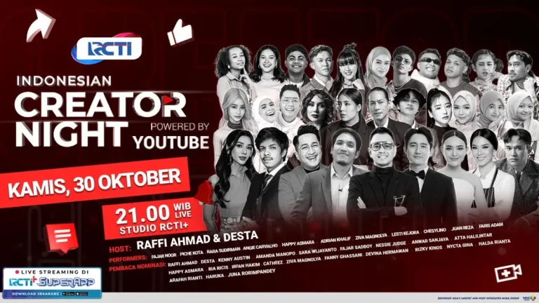 RCTI sebagai Home of Awarding akan menayangkan secara langsung Indonesian Creator Night 2025, Kamis, 30 Oktober pukul 21.00 WIB.