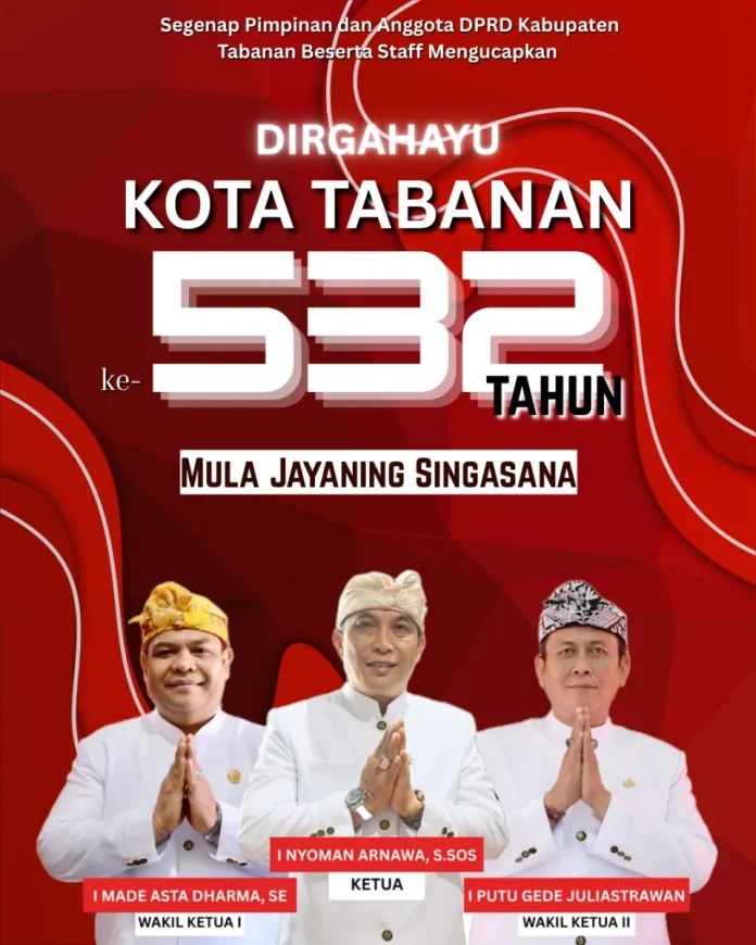 Memasuki usia ke-532, Kota Tabanan kembali merayakan tonggak sejarahnya sebagai daerah salah satu pusat ketahanan pangan di Bali.