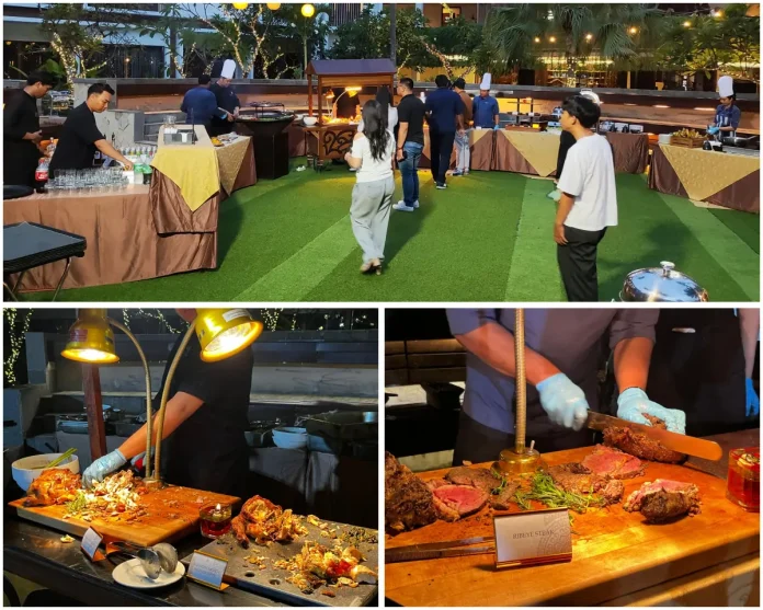 Sizzling Sky Garden, menghadirkan hidangan panggang segar yang disajikan langsung oleh chef di bawah langit malam Bali.