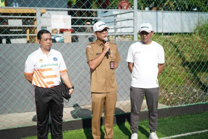 Ketua Bapor KORPRI sekaligus Kepala Dinas Pendidikan Kepemudaan dan Olahraga Kabupaten Badung, I Gusti Made Dwipayana saat memberikan sambutan.