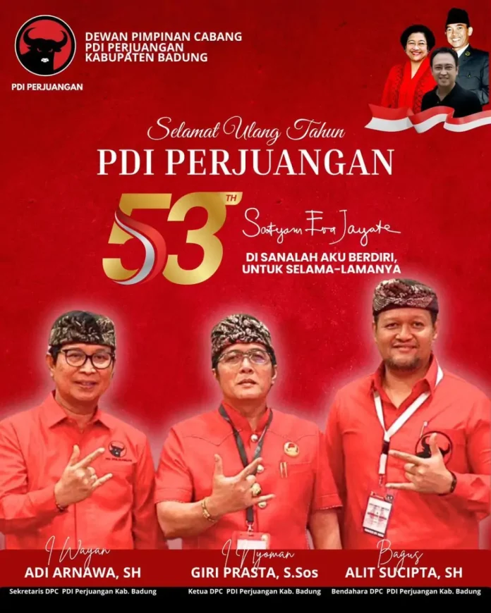 DPC PDI Perjuangan Badung Hadiri Pembukaan HUT ke-53 dan Rakernas PDI Perjuangan 2026