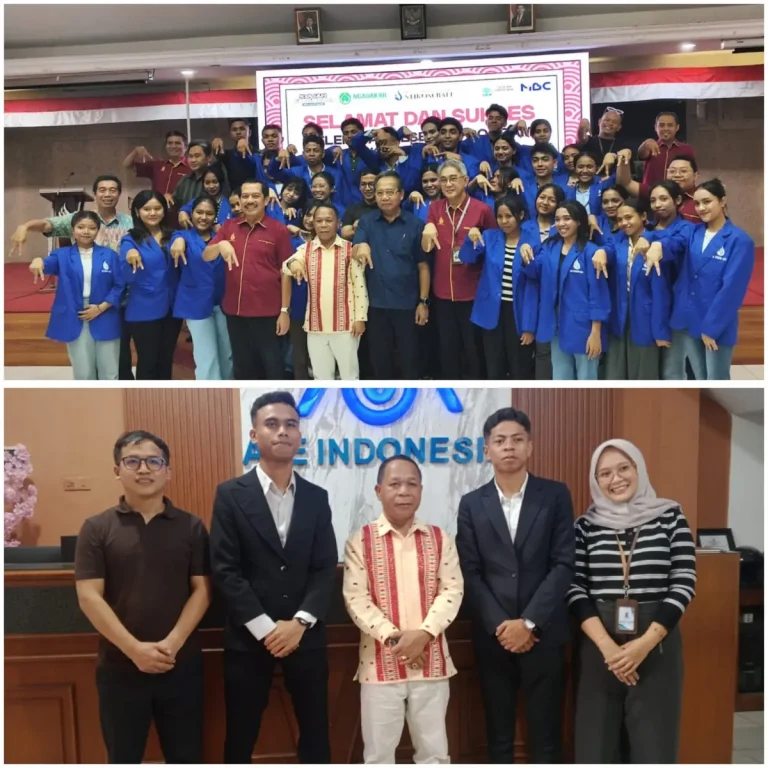 Bupati Ngada Raymundus Bena dan Rektor ITB STIKOM Bali bersama mahasiswa ITB STIKOM Bali asal Kabupaten Ngada, Flores.