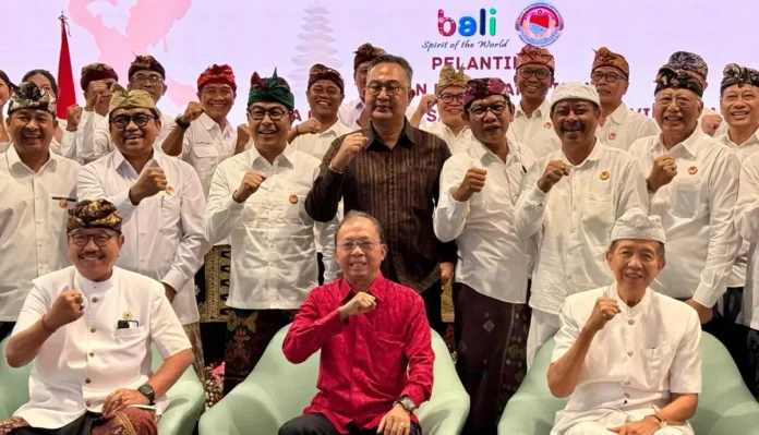 Gubernur Bali Wayan Koster menghadiri pelantikan jajaran pengurus Dewan Pimpinan Wilayah (DPW) Nawa Cita Pariwisata Indonesia (NCPI) Provinsi Bali periode 2026–2031.