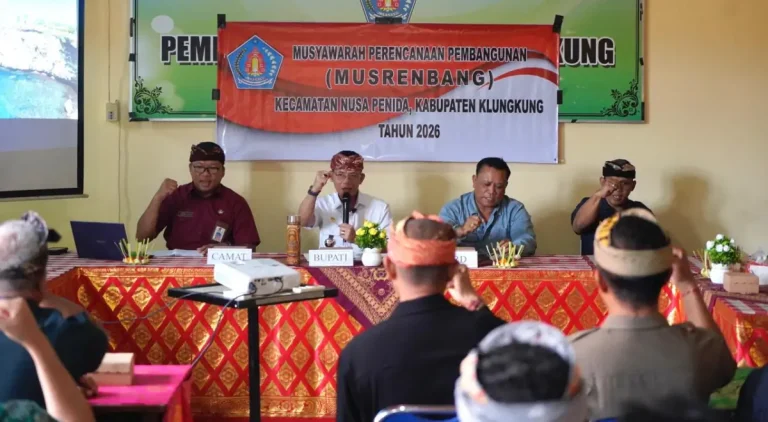Bupati I Made Satria saat membuka Musrenbang Kecamatan Nusa Penida menekankan pentingnya kolaborasi dan kerja sama solid dalam pembangunan Kabupaten Klungkung.