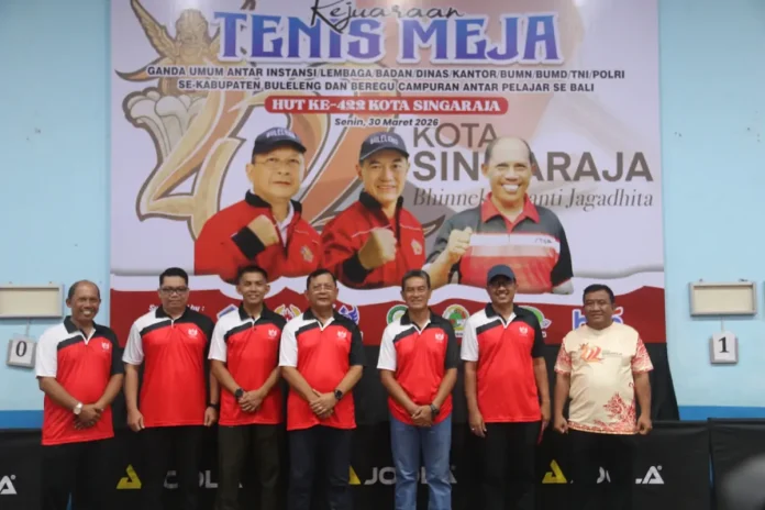 Bupati Buleleng, I Nyoman Sutjidra membuka kejuaraan tenis meja HUT ke-422 Kota Singaraja sebagai ajang pembinaan atlet dan persiapan menuju Porprov Bali 2027. Bupati Buleleng, I Nyoman Sutjidra membuka kejuaraan tenis meja HUT ke-422 Kota Singaraja sebagai ajang pembinaan atlet dan persiapan menuju Porprov Bali 2027.