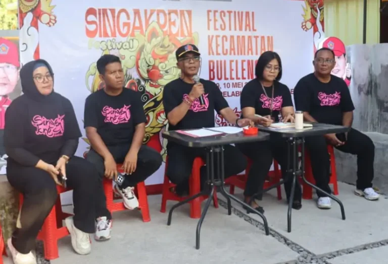 Pemerintah Kecamatan Buleleng memperkenalkan gelaran perdana Singaraja Kreativitas Seni Festival atau Singa Kren Festival melalui jumpa pers yang digelar di Jalan Teleng, Singaraja, Selasa 5 Mei 2026 2026.