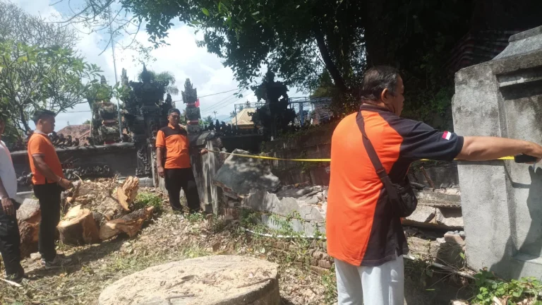 Tim Reaksi Cepat (TRC) Regu 2 BPBD Kabupaten Buleleng saat melakukan asesmen di lokasi kejadian.