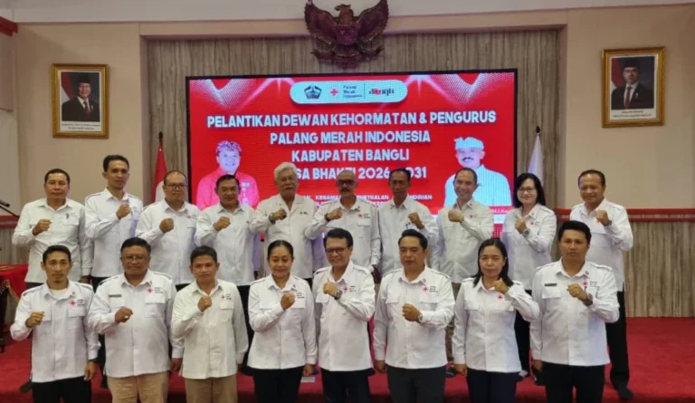 Kepengurusan dan Dewan Kehormatan Palang Merah Indonesia (PMI) Kabupaten Bangli masa bakti 2026-2031 resmi dilantik Jumat 29 Mei 2026