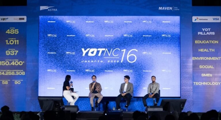 Suasana sesi "Terhubung Dalam Aksi" yang menjadi bagian dari Young On Top National Conference (YOTNC) 2026, di Jakarta, pada Sabtu (4/7). Melalui sesi ini, Astra mengajak lebih banyak anak muda menjadi inisiator perubahan melalui 17th Semangat Astra Terpadu Untuk (SATU) Indonesia Awards 2026.